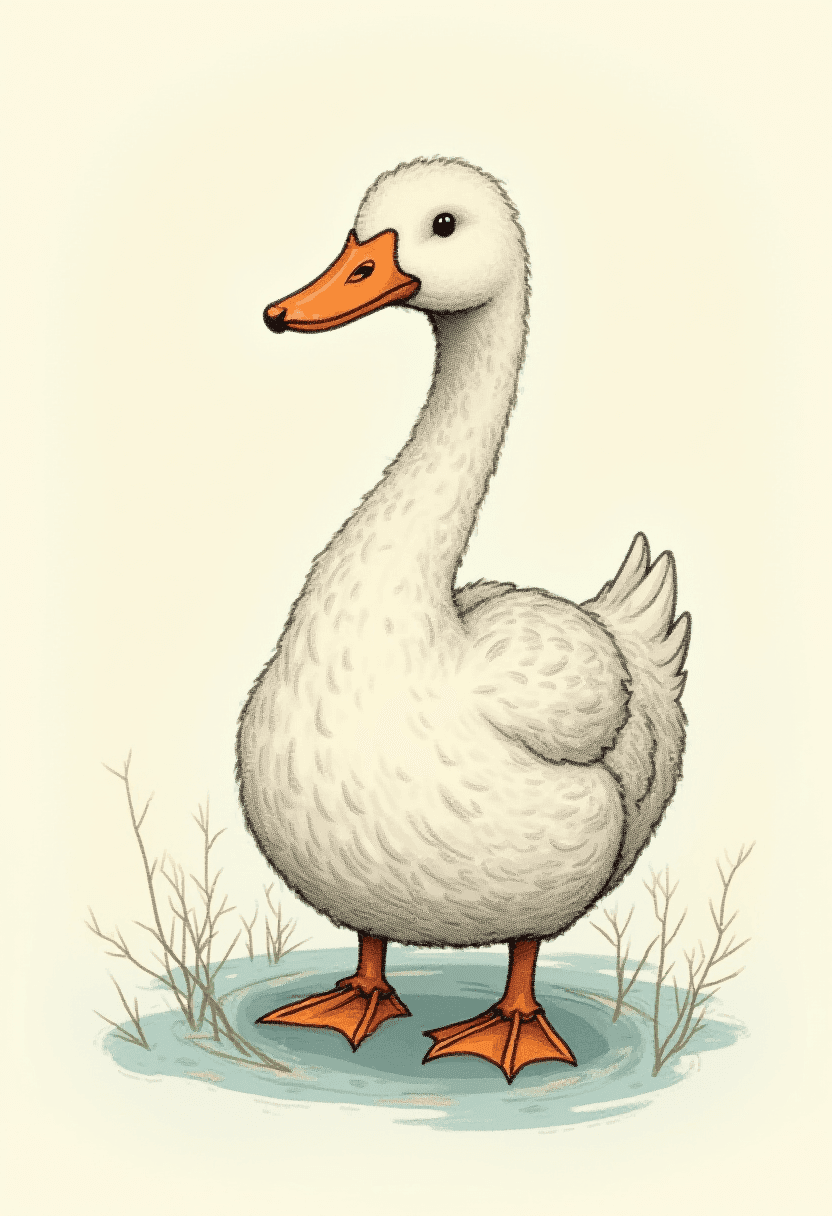 Abstract Duck Image in Smoky Drawing Style