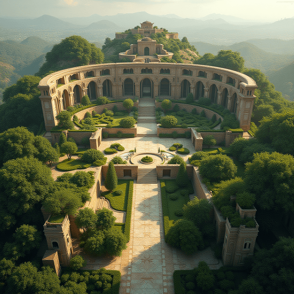 Aerial View of Hanging Gardens of Babylon