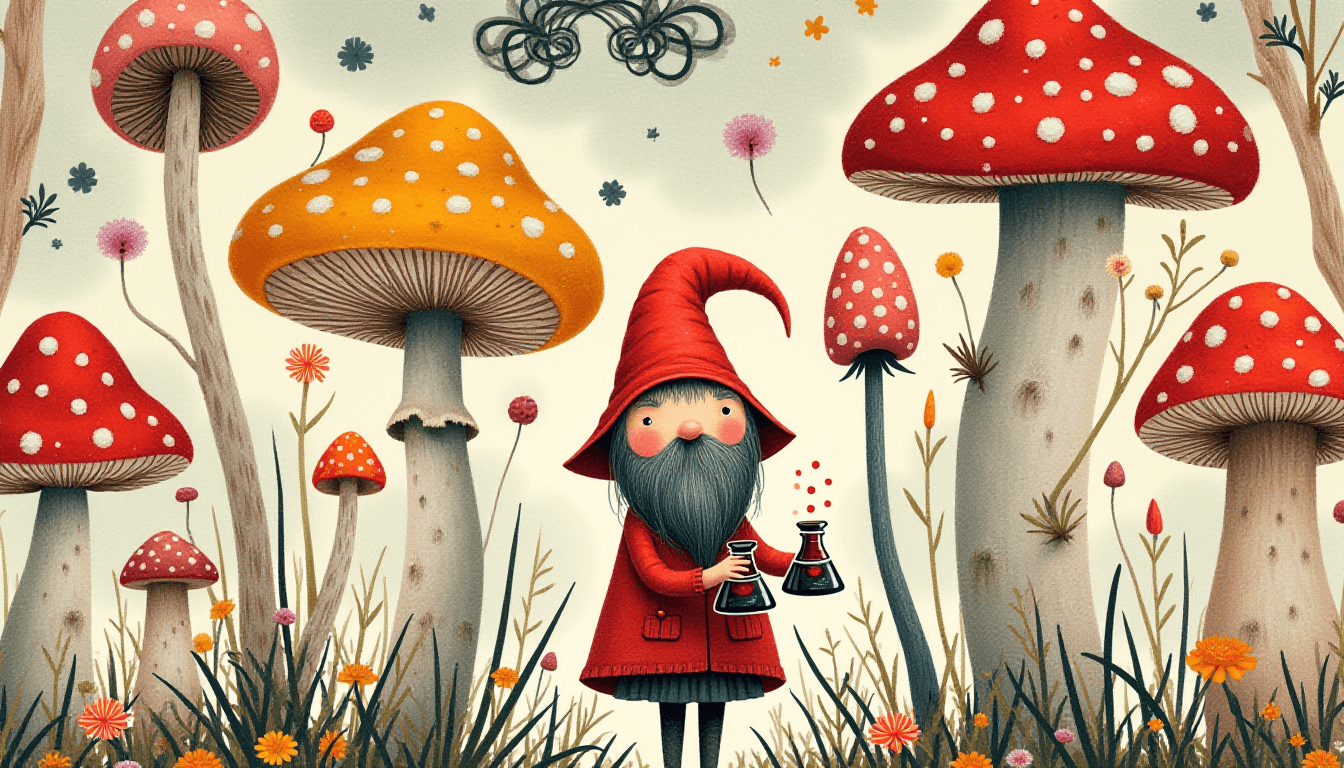 Whimsical Gnomes in Mushrooms