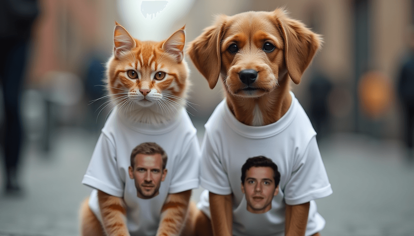 Street Animals in White T-Shirts