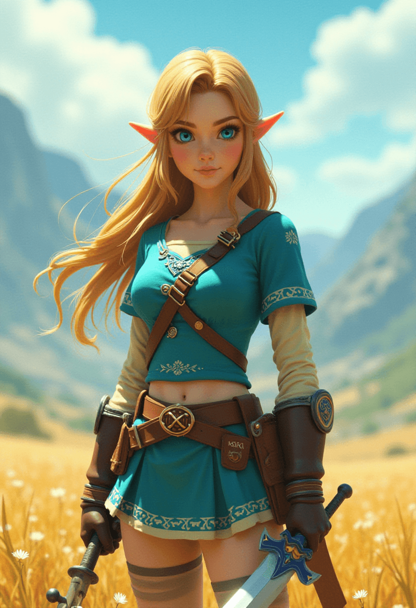 Female Zelda in Open World Combat