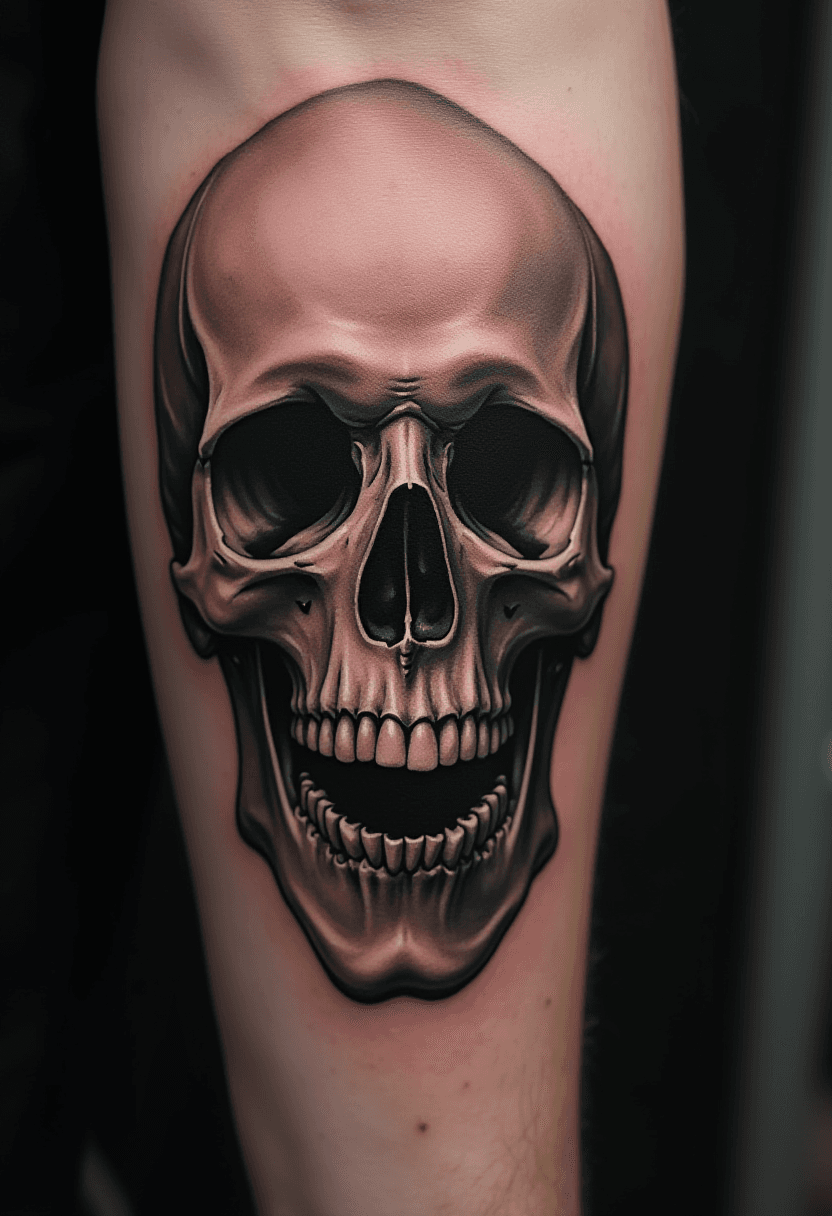 Aggressive Skull Tattoo Design