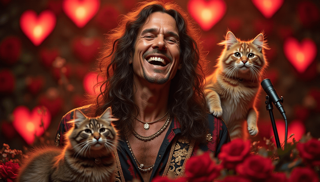 American Singer Steven Tyler with Cats