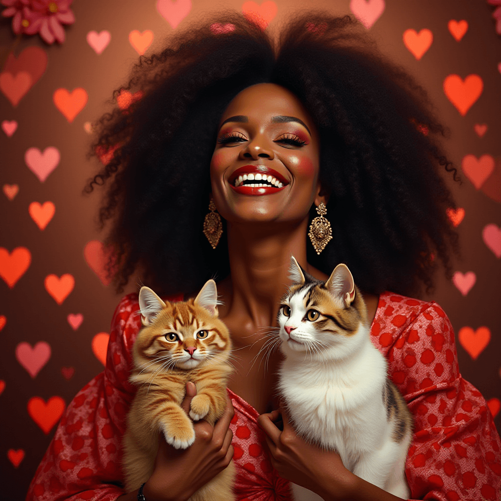 Diana Ross Singing with Cats in Exquisite Details