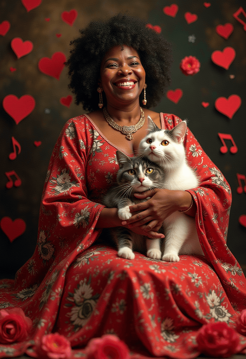 Aretha Franklin Sings with Cats in Beautiful Costumes