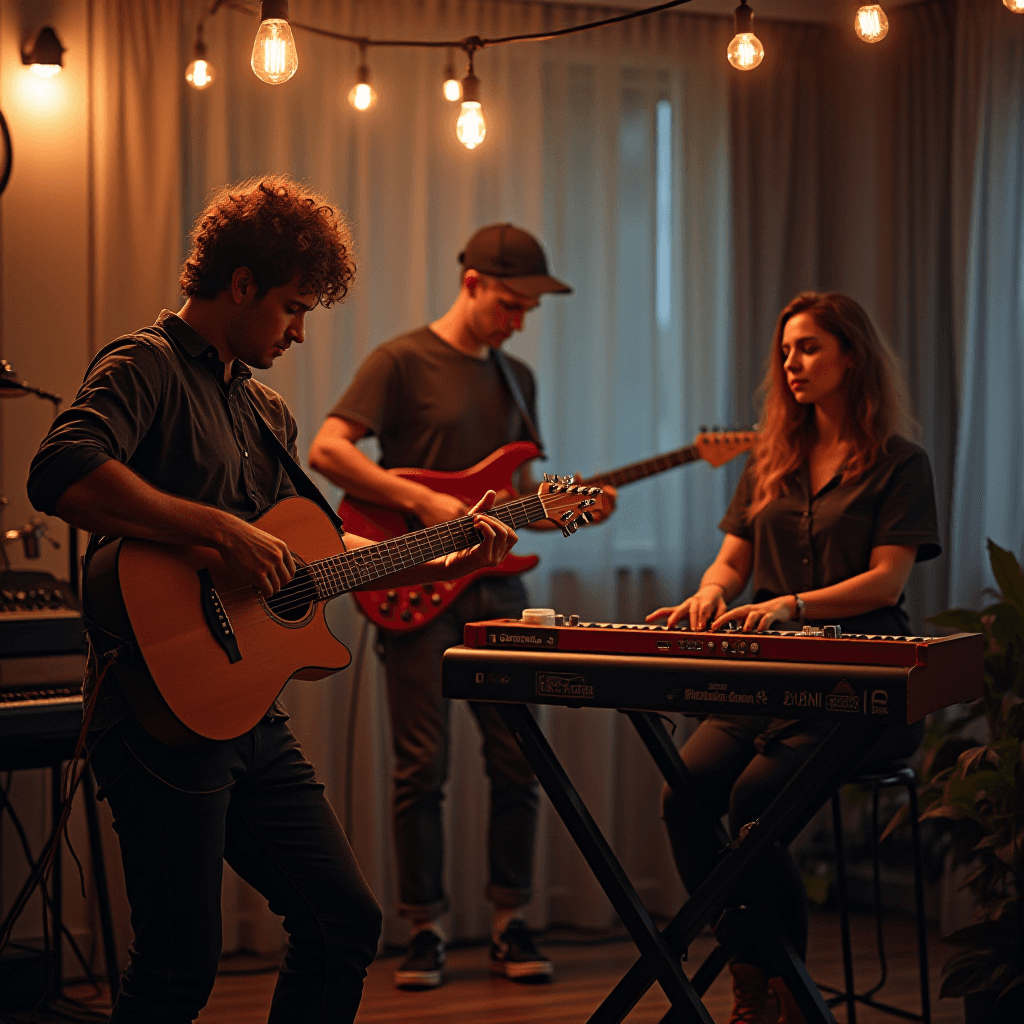 Three People Playing Instruments