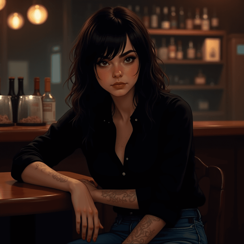 Woman at Nighttime Bar