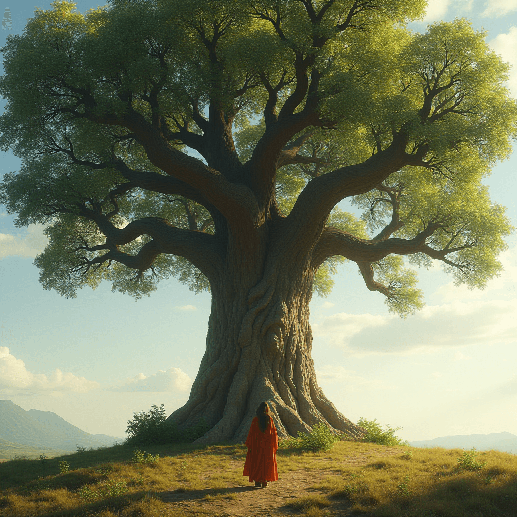 Noah in front of a tree with 3 branches