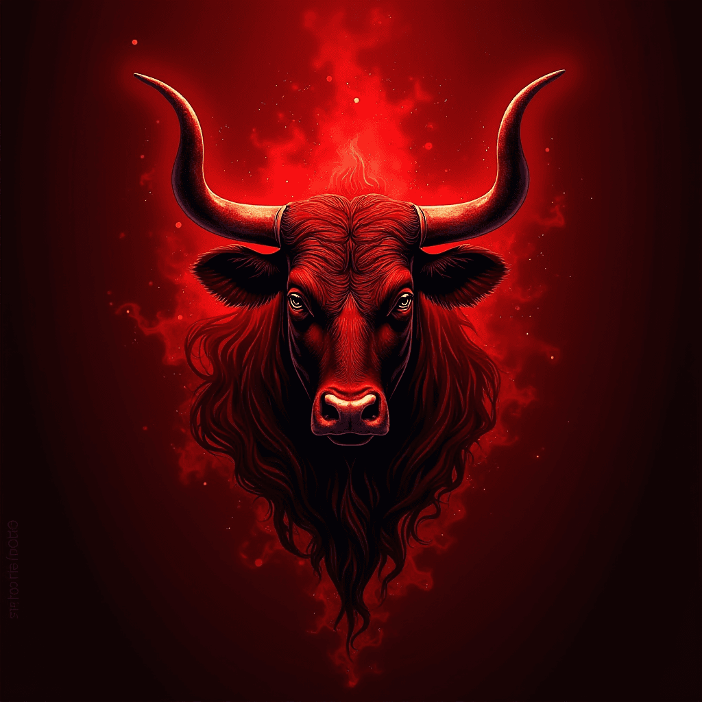 Red Light Spanish Bull Tattoo Design