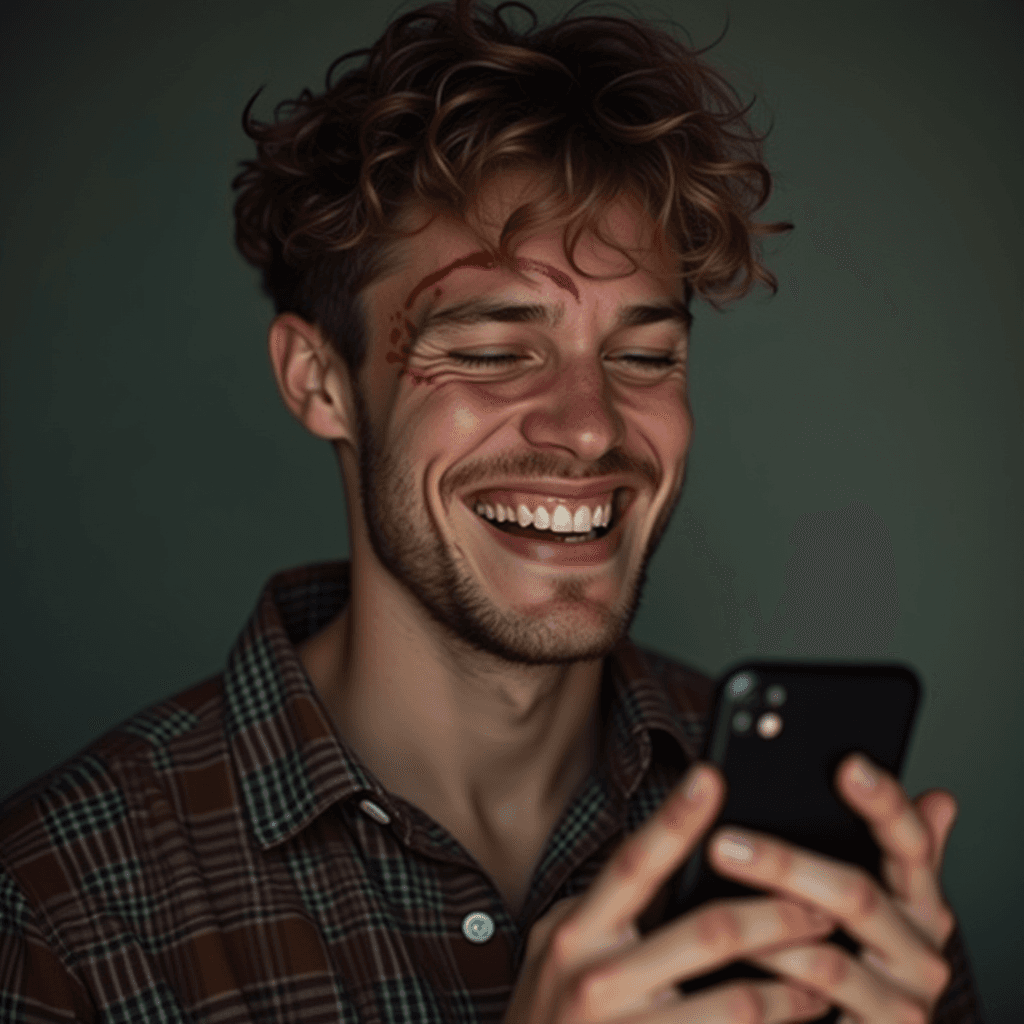 Young Man with Scars on Face