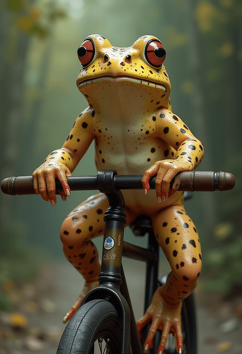 Spotted Frog on Bicycle Digital Art