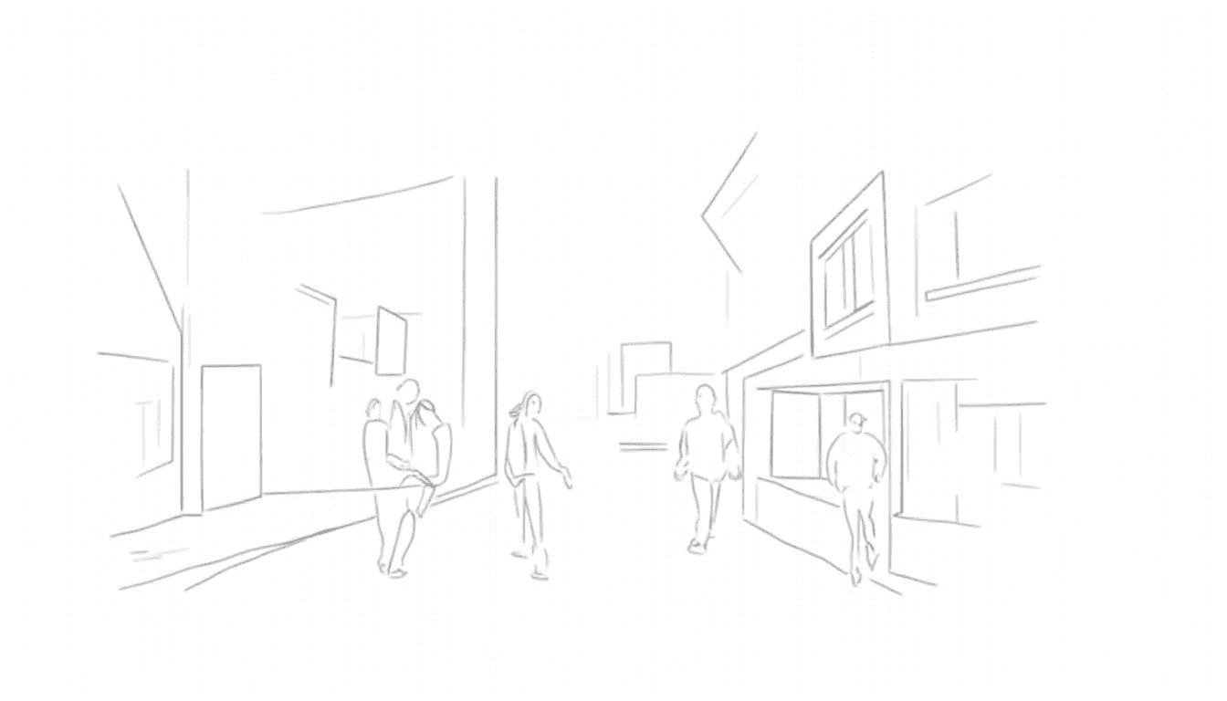 Line Art Scene of Tokyo Neighborhood