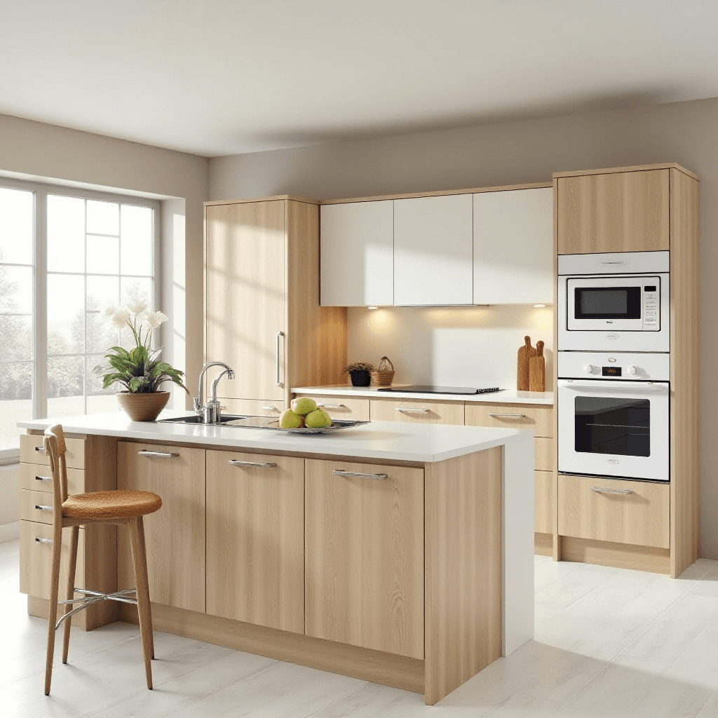 Spacious Functional Kitchen with Bar and Appliances