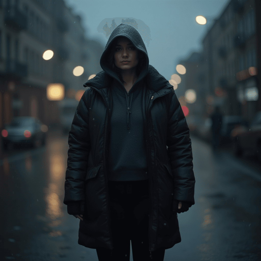 Woman Standing in the Rain