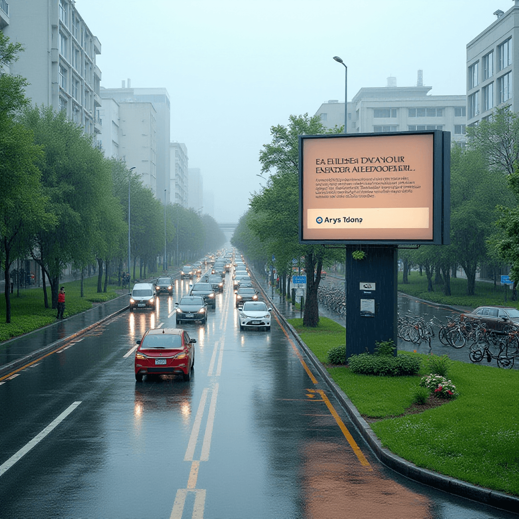 Elevated View Billboard with Electric Vehicles and Scooters