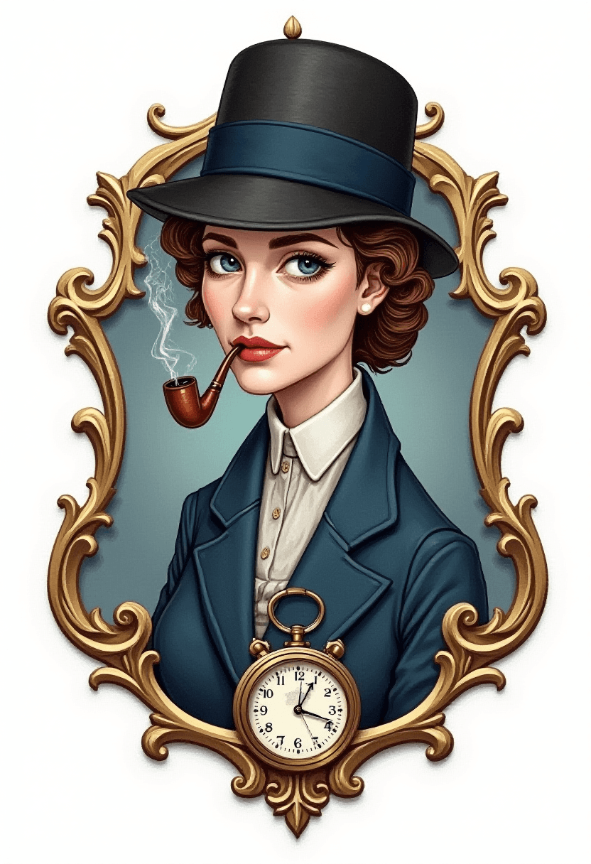 Enola Holmes Illustration with Sherlock's Hat