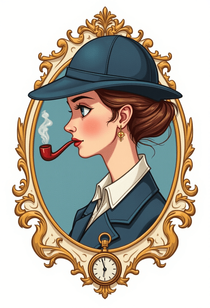 Illustration of Enola Holmes with Sherlock's Hat