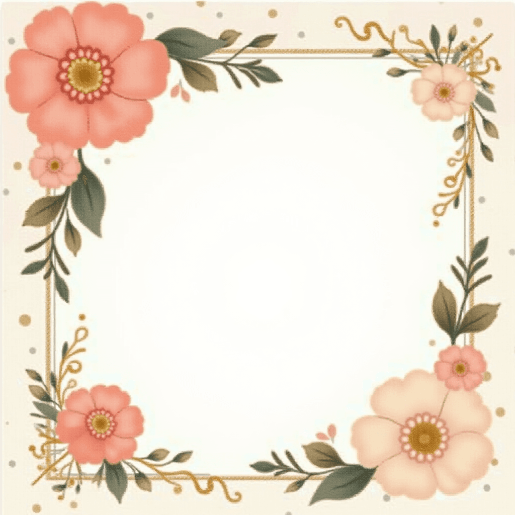 Floral frame with gold decorations