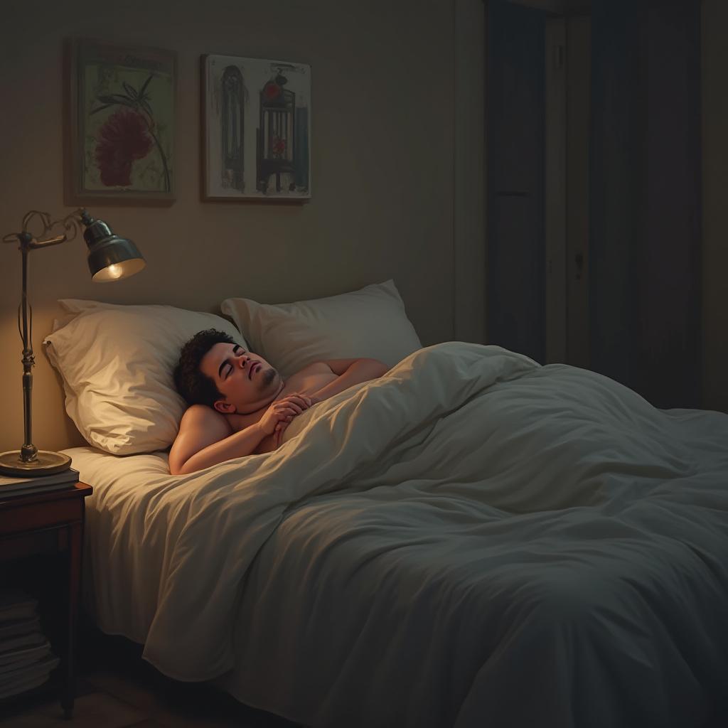 Man Sleeping in Bed'