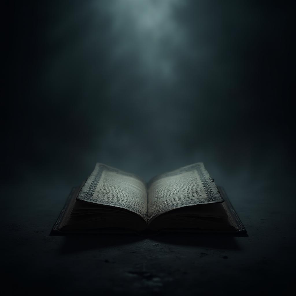 Haunted Book in Dark, Mysterious Atmosphere