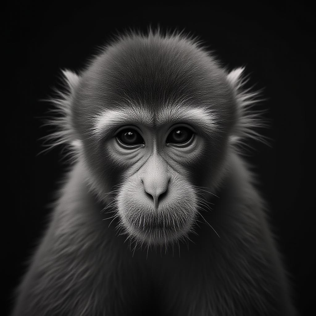 Black and White Monkey Portrait