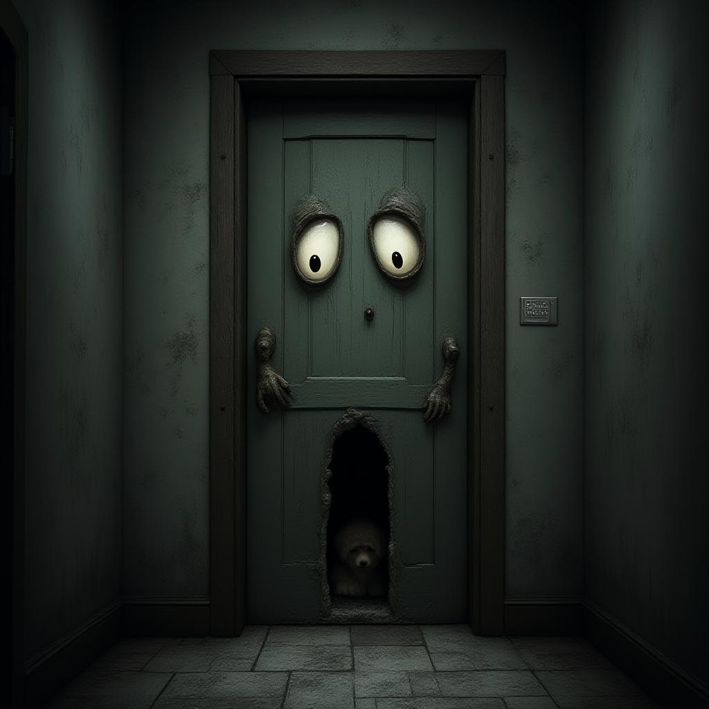 Haunted Door with Eyes and Doggie Door