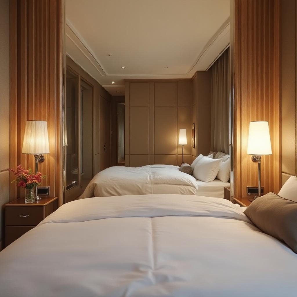 Low Angle View of a Luxurious Hotel Room