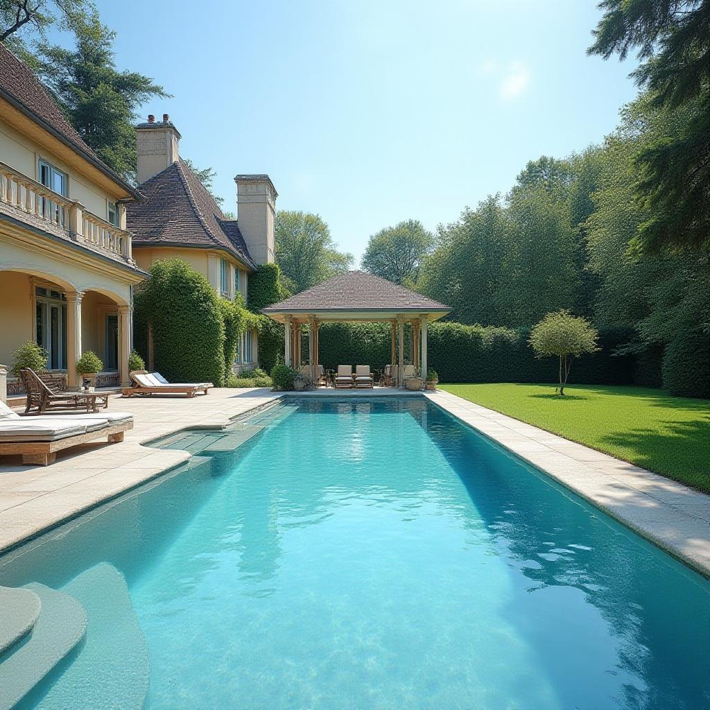 French Chateau Swimming Pool View