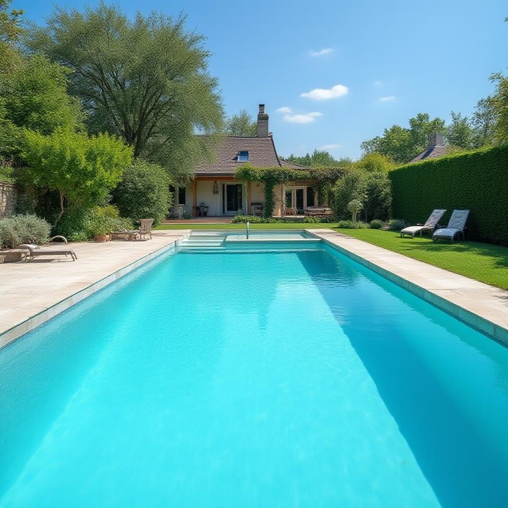 French swimming pool from low angle view